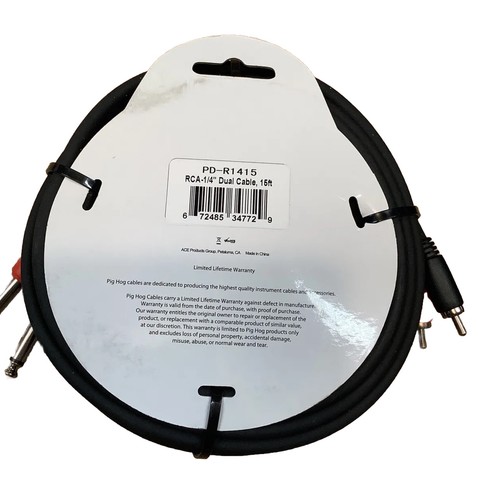 Pig Hog - PD-R1415 - Dual RCA (Male) to Dual 1/4 - 15 ft.- Black - Picture 2 of 2