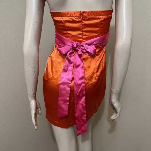 Women’s Pink Orange Polyester Casual Party Tied Bra-in Pleated Size 3/4 Dress - Picture 14 of 18