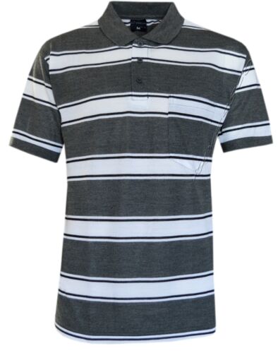 Mens Short Sleeve Polo Shirt Striped Pique Top Summer Casual with Pocket M - XXL - Picture 12 of 16