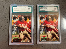 (2) 1992 STADIUM CLUB #650 JOE MONTANA Advanced Grading Mint 9's NFL HOF 49ers
