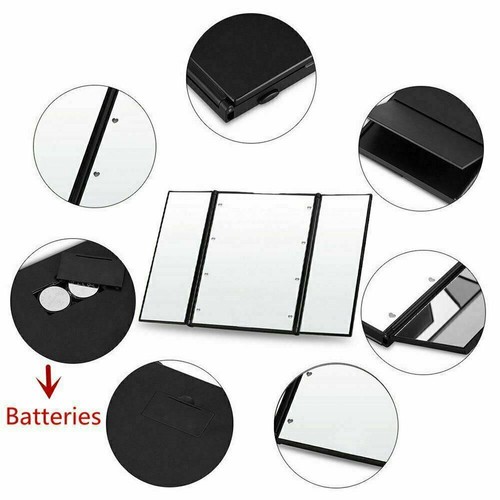 Tri-Fold LED Licht Reise Schminkspiegel Tasche Kosmetikspiegel verstellbar | LED - Bild 4 von 8
