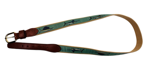 Cinturón de cuero de lona Zep-Pro para hombre talla 38 Big Fish Marlin hebilla de latón pescador - Imagen 4 de 8