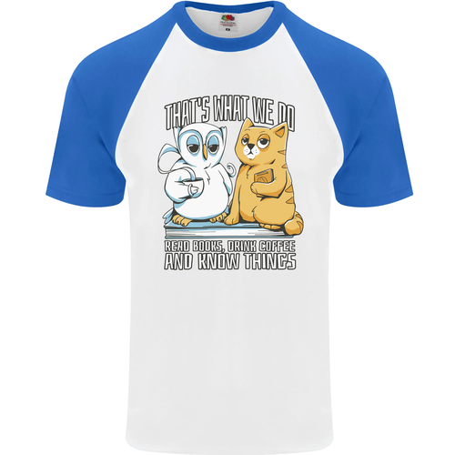 An Eule & Katze Buch Lesen Bibliophile HERREN S/S Baseball - Picture 40 of 49