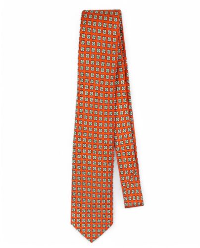 Polo Ralph Lauren Silk Tie Orange w/Blue Floret Print Handmade in Italy Classic - Picture 5 of 9