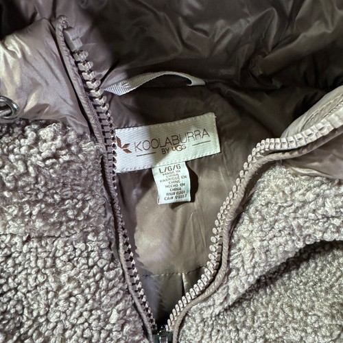 UGG Puffer Jacket Womens L Brown Koolaburra Hooded Ful Zip Quilted Solid - Picture 4 of 12