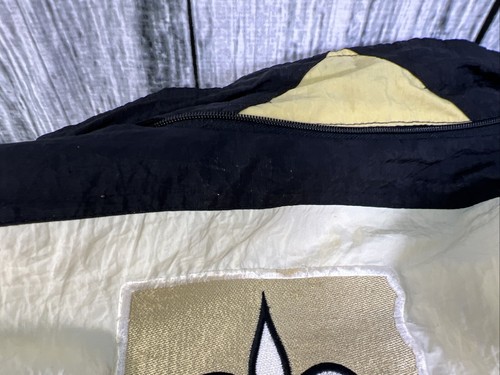 New Orleans Saints 90s APEX puffer jacket M nero oro NFL Pro Line vintage - Foto 20 di 20