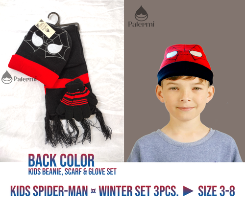 Kids Spiderman Hat Set 3pcs. Kids Beanie Scarf and Gloves Set - Picture 14 of 17