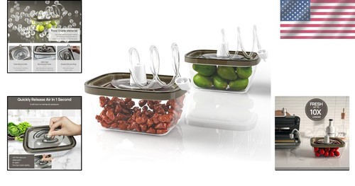 Durable 2PCS Airtight Vacuum Seal Containers - Stackable, Freshness Preserving - Picture 2 of 8