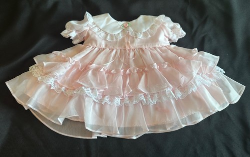 MARTHAS MINIATURES We’re Fussy Vestito Bambina 12-18 Mesi Rosa Trasparente Pizzo Sfilata - Foto 2 di 23