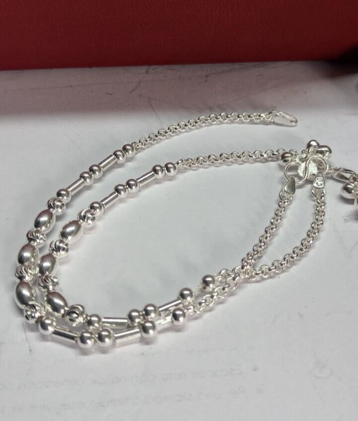 11 inch silver on sale anklet