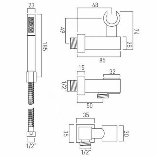 Crosswater Square 2 Way Concealed Thermostatic Valve Hand Shower Exo Bath Filler - Picture 11 of 12
