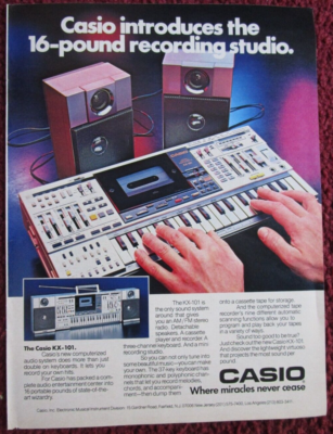 1983 CASIO KX-101 Electronic Keyboard Print Ad ~ Computerized
