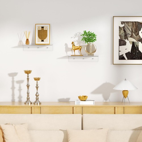 Acrylic Floating Shelves 6-24 Inch 2 PCS Clear Shelves for Plant Photo in Bed... - Bild 7 von 7