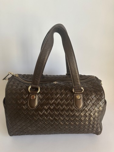 COLE HAAN Genevieve Tejido de Jade Grande Bolso Hobo Cartera Coñac Británico - Imagen 2 de 8