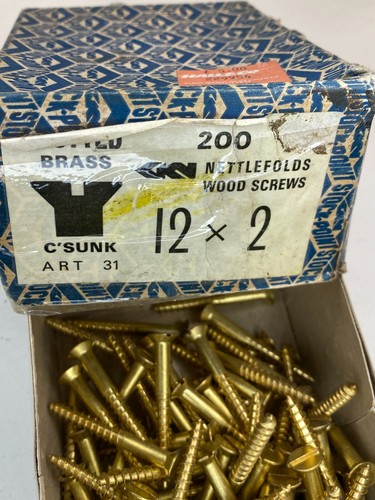 Box Brass Countersunk Screws 2" x 12 Nettlefolds GKN Slotted Head Part Box of 92 - Picture 16 of 24