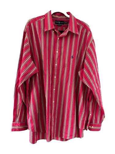 Ralph Lauren Herren klassische Passform Langarm Knopfleiste gestreiftes Shirt Größe 18/XXL