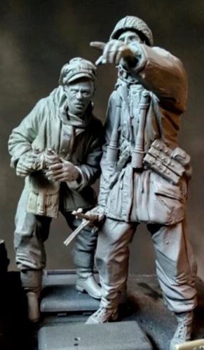 Modellino figurina resina 1/16 kit soldati tedeschi equipaggio NO veicolo armatura WW2 non verniciato - Foto 2 di 2