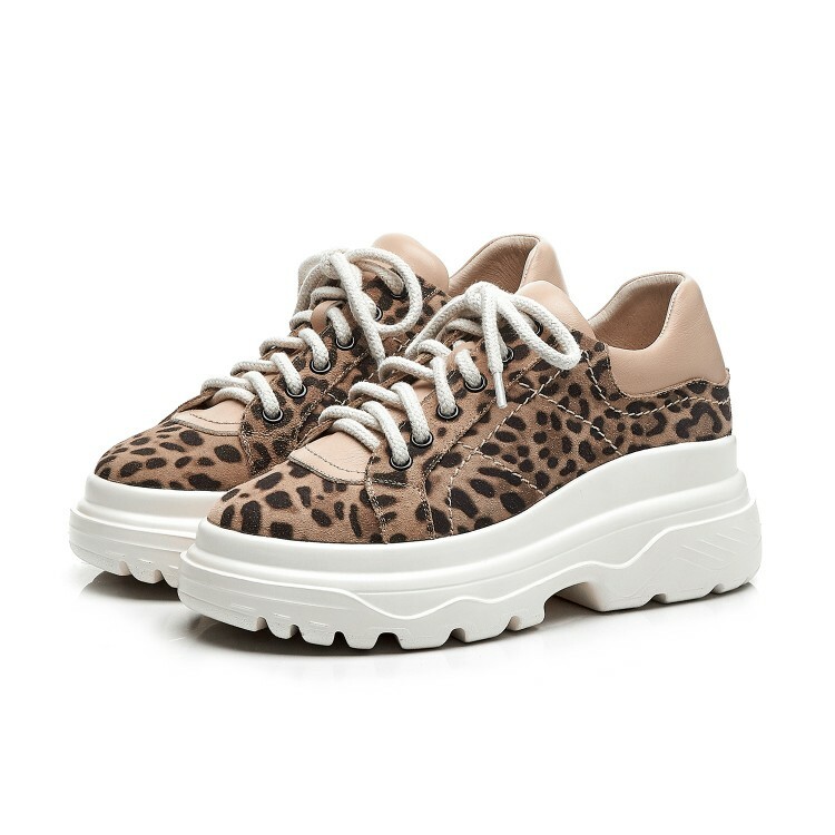 Femme Leopard Bout Rond Retro Collegiate Derbies Mocassins Chaussures Compensées Femme Leopard Bout Rond Retro Collegiate Derbies Mocassins Chaussures Compensées