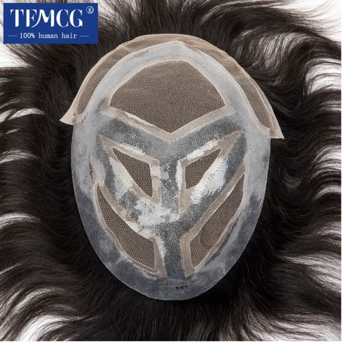 2023 Men's wig with Pu breathable 100% natural human hair wig Men's wig - Foto 19 di 30