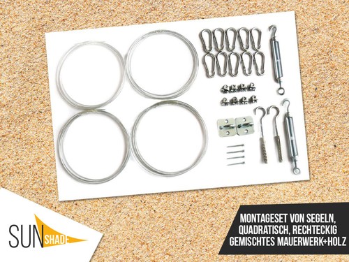 MONTAGESATZ QUADRATISCH/RECHTECKIG/DREIECK SCHATTEN SEGELHARDWARE KIT BEFESTIGUNGSBESCHLÄGE - Bild 23 von 37