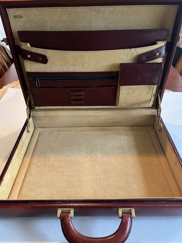 Tumi burgunderrote rote Echtleder hart schmale Aktentasche Attache Vintage - Bild 10 von 13