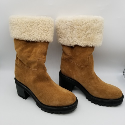 Marc Fisher Women Tan Suede Willoe Lug Sole Boots 6 - Picture 4 of 6