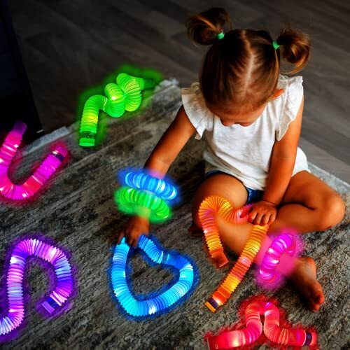 Light Up Pop Tubes for Kids 6 PCS,4th Fourth of July Glow Sticks Party 6PCS - Picture 4 of 7