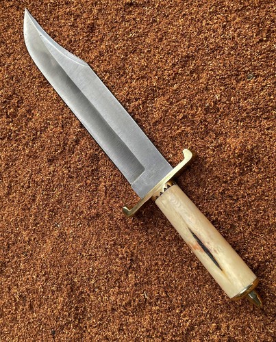 Custom Made Hand Forged High Carbon 1095 Steel Clip Point Bowie Knife Bone Grip - Picture 8 of 9