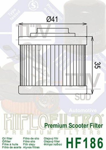 FILTRO OLIO HIFLO HF186 PER APRILIA SCARABEO NET 125 Light / 200 4T (2007-2015) - Imagen 4 de 7