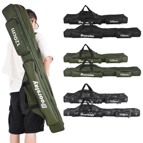 Doorslay 3 Layers Fishing Pole Bag Portable Folding 3 main oxford U8T4 - Picture 8 of 12