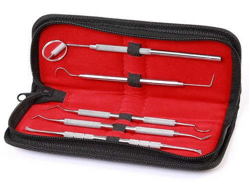 5-piece dental set teeth cleaning dental care tartar remover dental probe mouth mirror - Picture 5 of 7