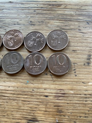 Lote 10 monedas, 10 Sheqalim antiguo israelí 1980 raro Shekel vintage Israel Dinero - Imagen 4 de 6