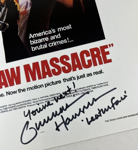 Texas Chainsaw Massacre Gunnar Hansen Signed Autographed 8.5x11 Photo Poster - Picture 2 of 4