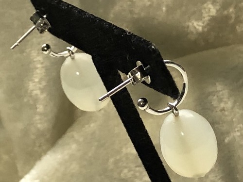 AFFINITY GEMS MOONSTONE BEAD DROP EARRINGS, SS & 14K CLAD EARRINGS (M3091-22) - Picture 7 of 18