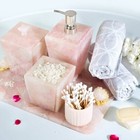 5 Pieces Rose Quartz Stone Bathroom Set With Luxury Finish For Washroom Decors