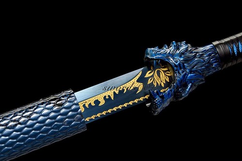 45'' Wolf Sword Carbon Steel Tang Dao Broadsword Martial Art Blue Katana Kung Fu - Picture 6 of 10