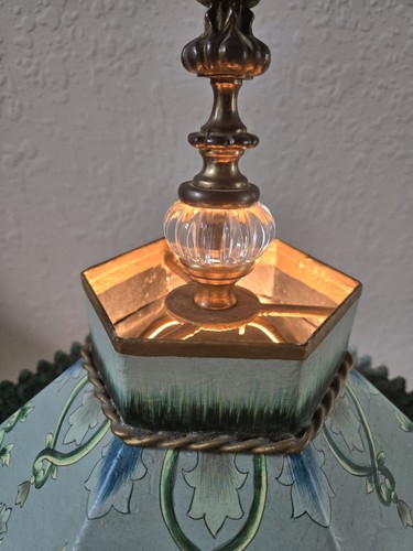 Vintage Crystal Brass Table Lamp Buffet Toleware Paul Hanson ? - Picture 3 of 16