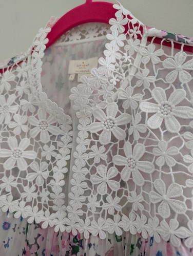 KATE SPADE Silk Daisy Garden Devore Blouse WOMEN'S L Floral Lace Romantic Boho - Picture 7 of 23