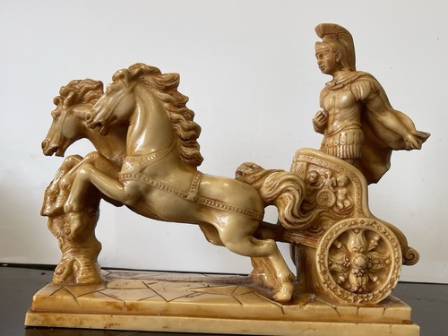 Vintage Heavy Resin Roman Chariot & Horses Sculpture 2.1kg - Picture 5 of 22