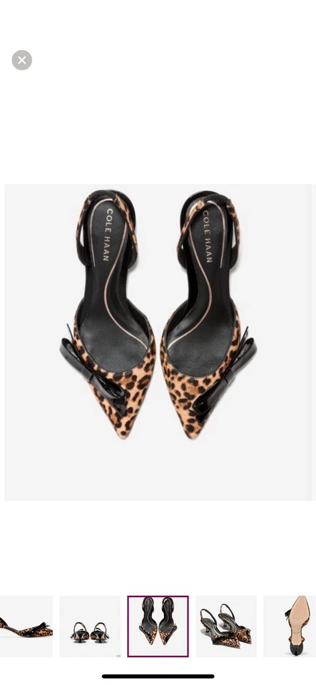 Sapatos Cole Haan com estampa de leopardo e preto estilingue traseiro, tamanho 8 - Imagem 3 de 4