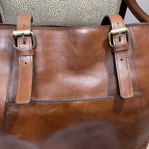 Patricia Nash ARLIA XL Zip Tote Cognac Vintage Distressed Leather Dust Bag EUC - Picture 3 of 12