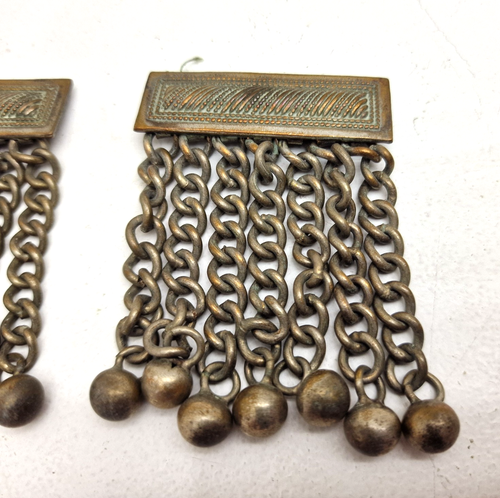Par de Corbatas Cortina Borla Cadena Latón Antigua Pesas Victorianas ~5 cm - Imagen 2 de 10