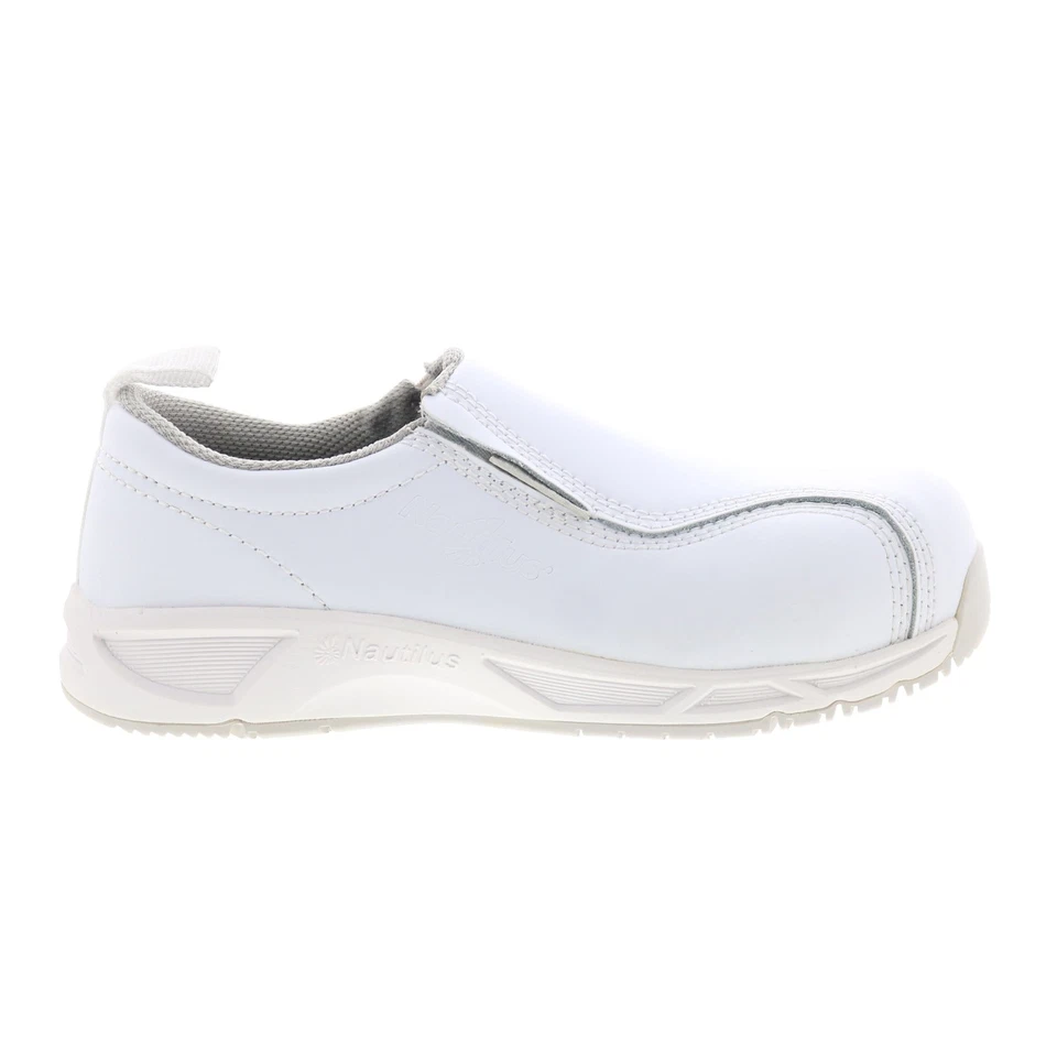 Zapatos de trabajo anchos blancos sin cordones Nautilus ESD Composite Toe SD10 para mujer