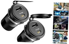  83W 12V USB Outlet PD 65W Type-C QC3.0 18W USB-A Dual Port Fast Charging 2 Pcs