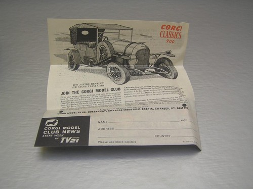 Corgi Classics 9001 1927 Bentley 3.0 Litre Le Mans with leaflet MIB Mint in Box - Picture 11 of 11