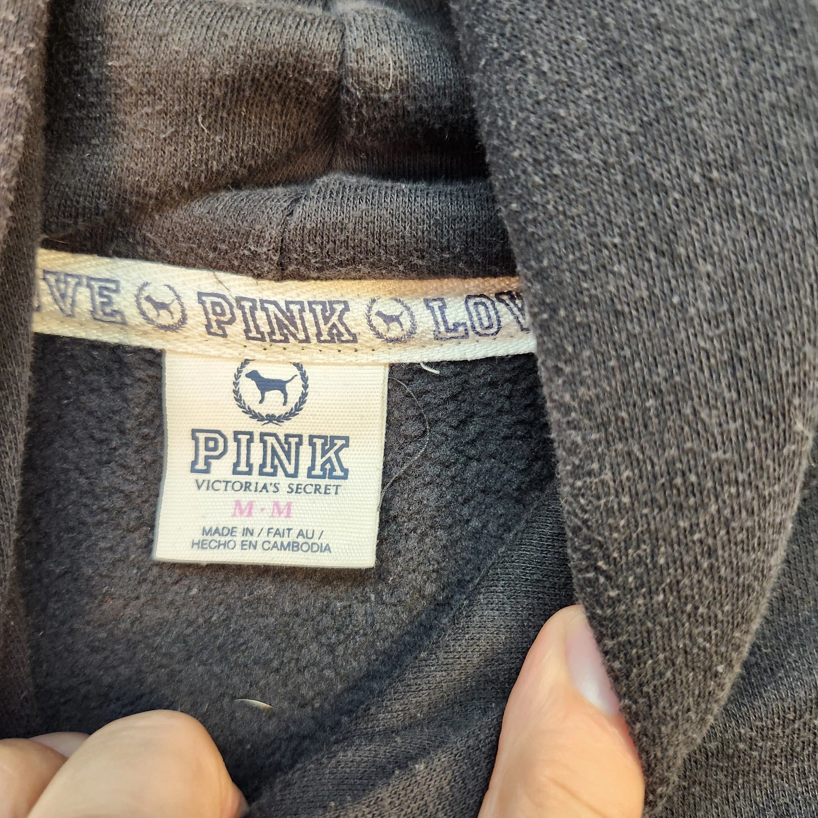 UNDERCOVER ROSA Victoria’s Secret Felpa con Cappuccio Donna Pullover Medio Felpa Spell Out