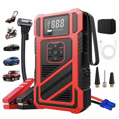 Autobatterie Starter 150PS 3000A Peak LED-Display Luftpumpe Notlicht Ladegerät