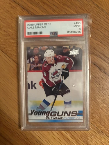 2019 Upper Deck #493 Cale Makar  YOUNG GUNS Rookie RC PSA 9 MINT ! Avalanche!