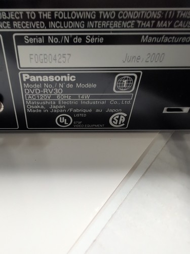Panasonic DVD-RV30 DVD CD Player With AC Cord - Picture 11 of 15