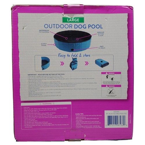 Top Paw Foldable Outdoor Dog Pool Blue Large Collapsible Swimming Summer Toy New - Picture 3 of 4